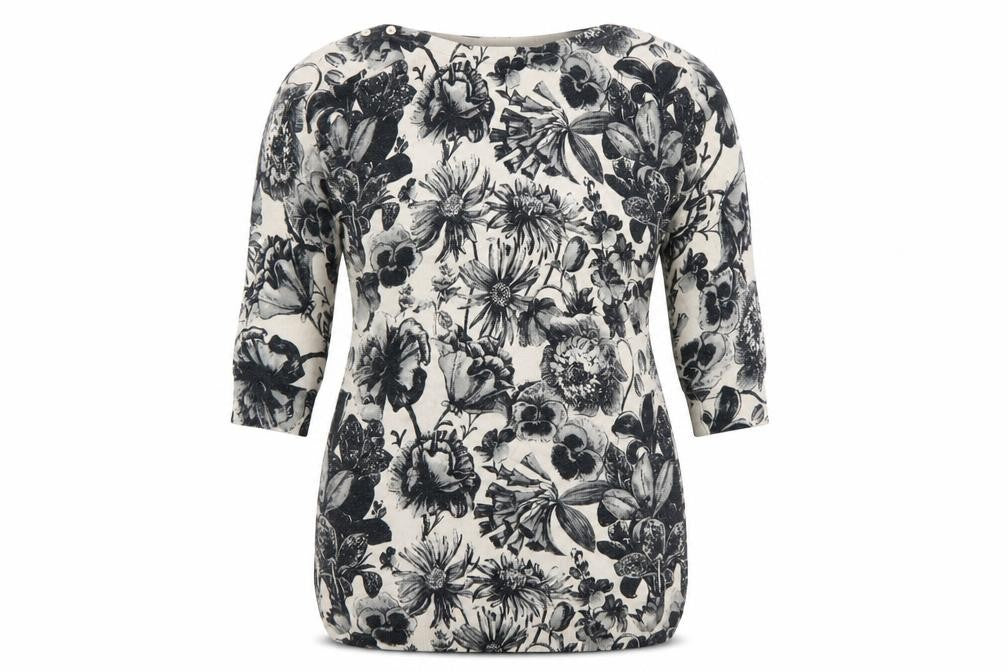 Front view of Next women’s ivory floral basic blouse, size UK 12