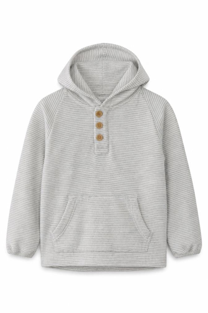 Front view of Tu kids boys’ grey pullover hoodie, size 2, years