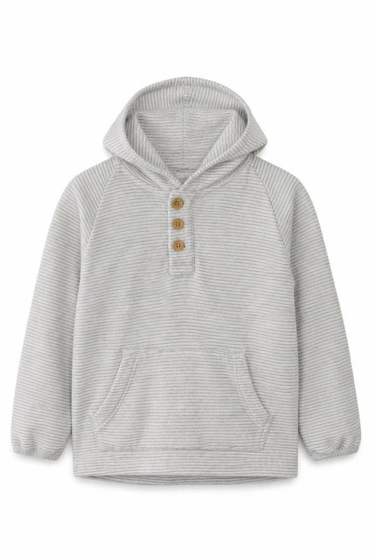 Front view of Tu kids boys’ grey pullover hoodie, size 2, years