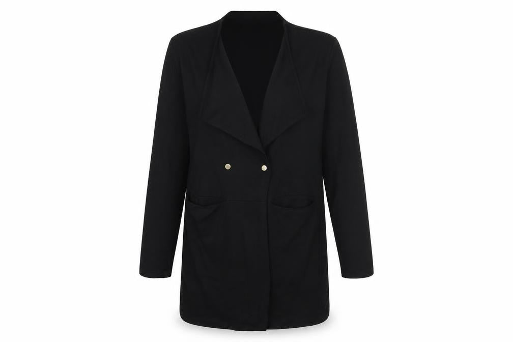Front view of H&M women’s black jacket blazer, size UK 8