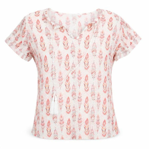 Preworn Womens White Geometric  Basic T-Shirt Size S