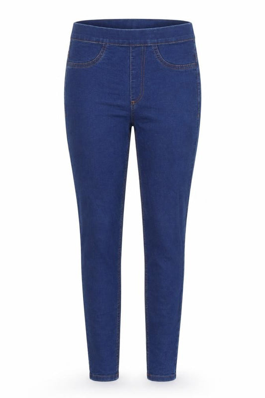 Front view of Marks & Spencer women’s blue skinny jeans, size UK 6, 27-inch leg
