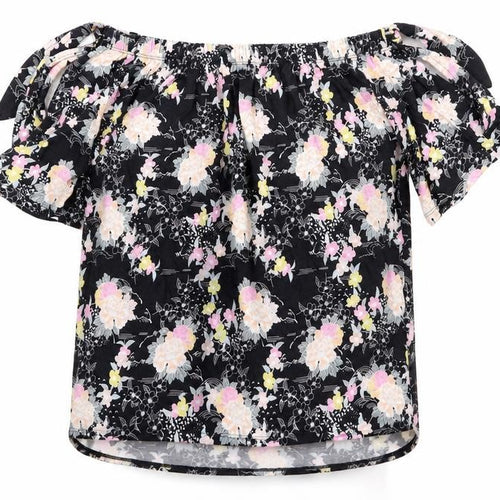 NewLook Womens Black Floral  Basic T-Shirt Size 10