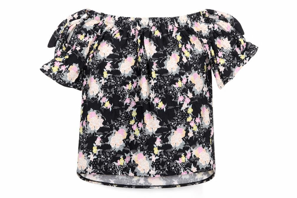 NewLook Womens Black Floral  Basic T-Shirt Size 10