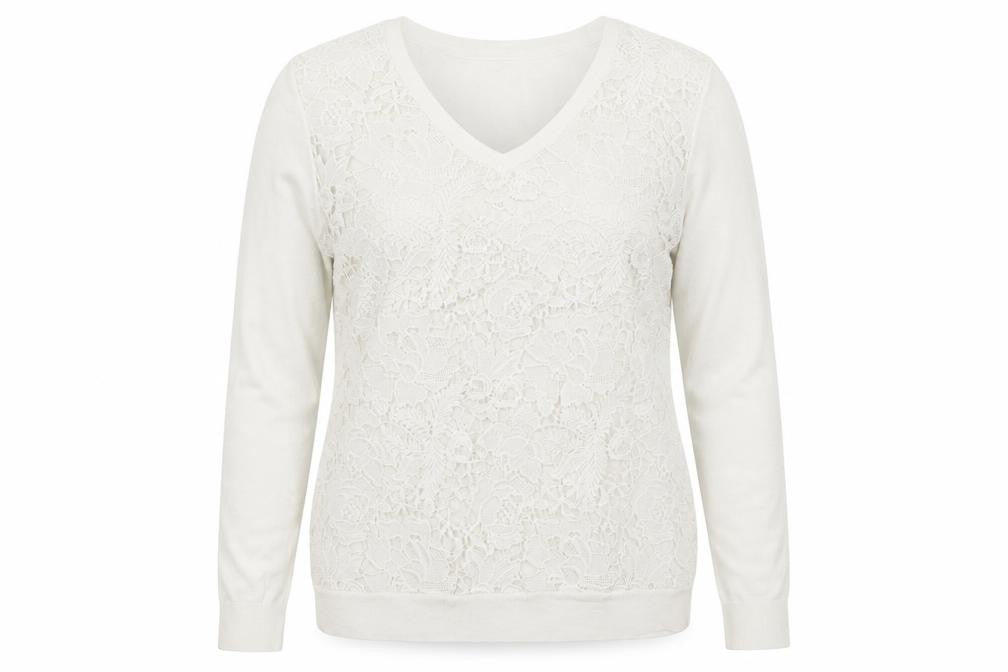 Soon Womens White  Knit Pullover Jumper Size 14