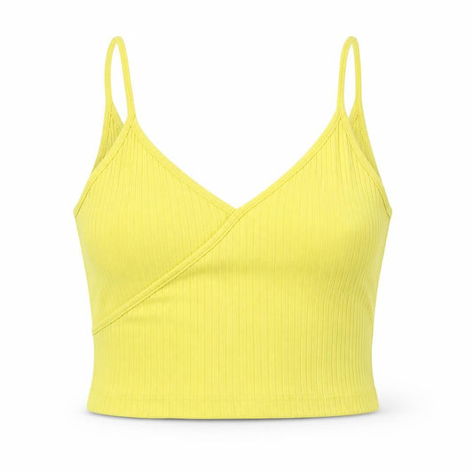 Front view of Topshop women’s yellow basic tank, size UK 8