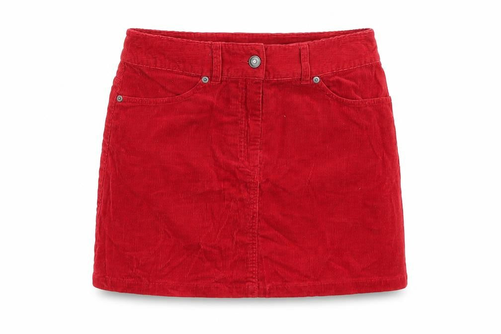 Hennes Womens Red  Corduroy A-Line Skirt Size 8