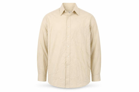 Front view of Joseph & Feiss men’s beige button-up, size 17
