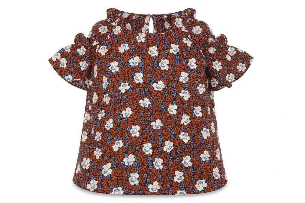 Dorothy Perkins Womens Orange Floral Chiffon Basic Blouse Size 12