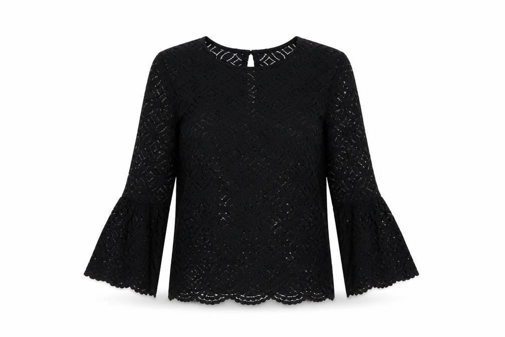 Front view of H&M women’s black basic blouse, size XS