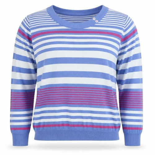 EWM Womens Blue Striped  Pullover Jumper Size L