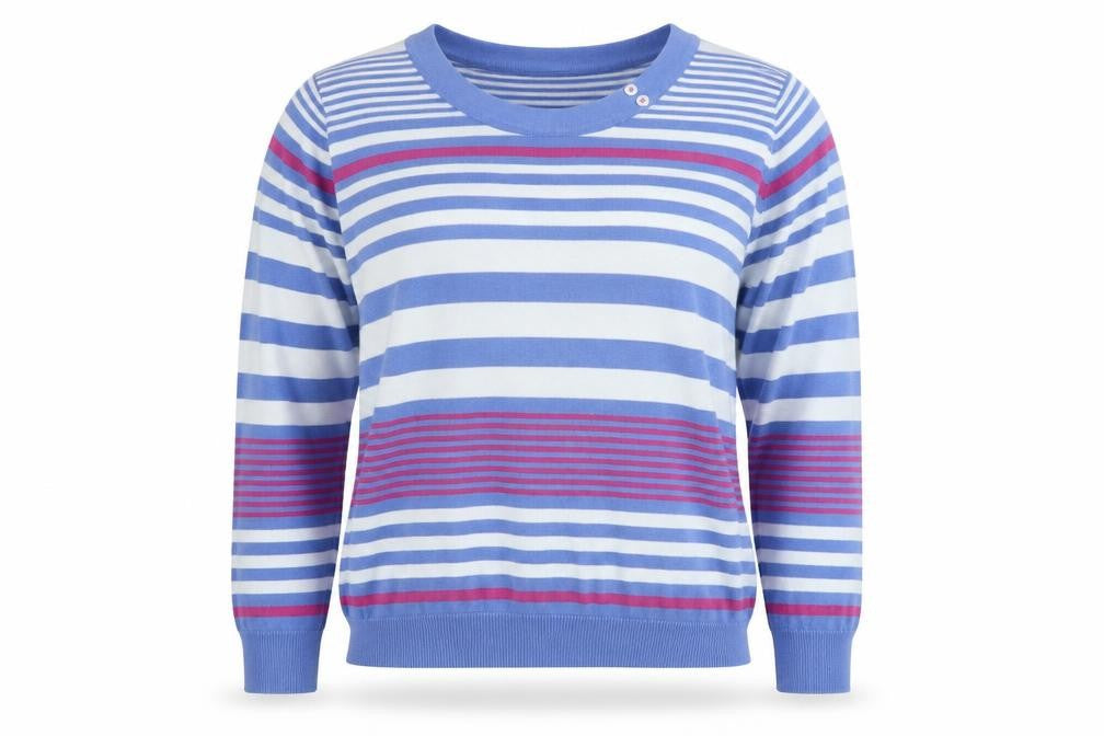 EWM Womens Blue Striped  Pullover Jumper Size L