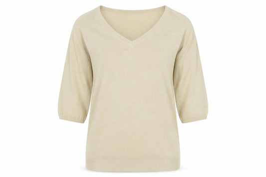 Front view of TRUE women’s beige jumper, size UK 22