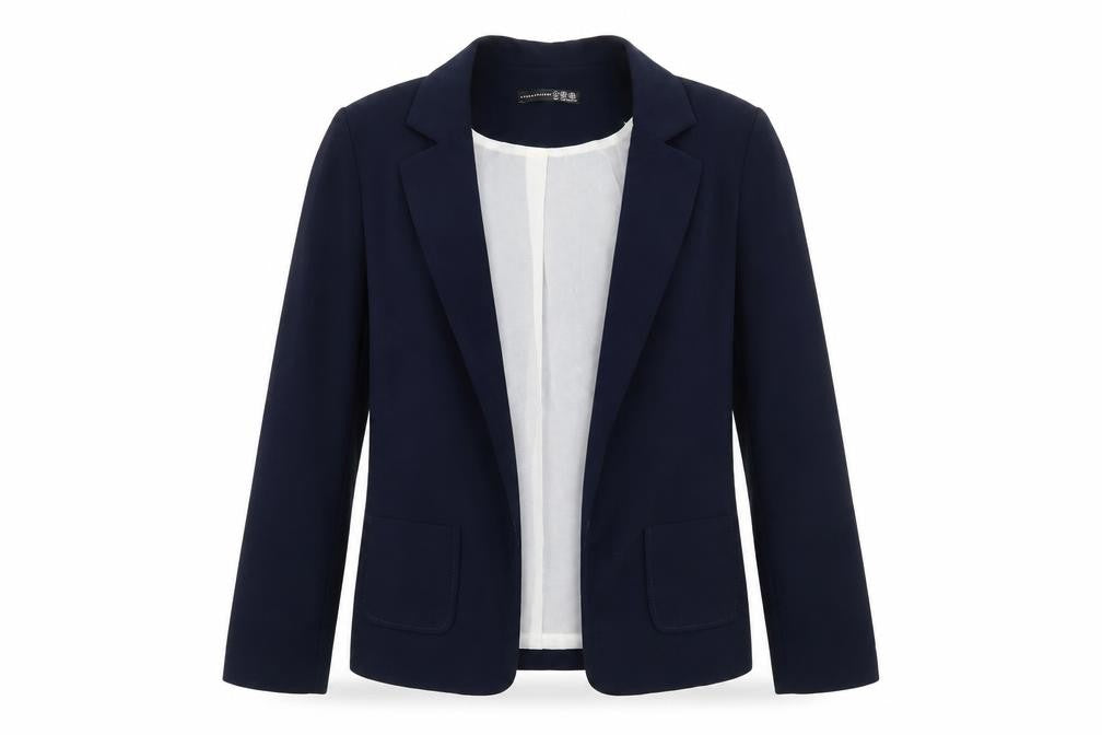 Front view of Atmosphere women’s blue jacket blazer, size UK 6