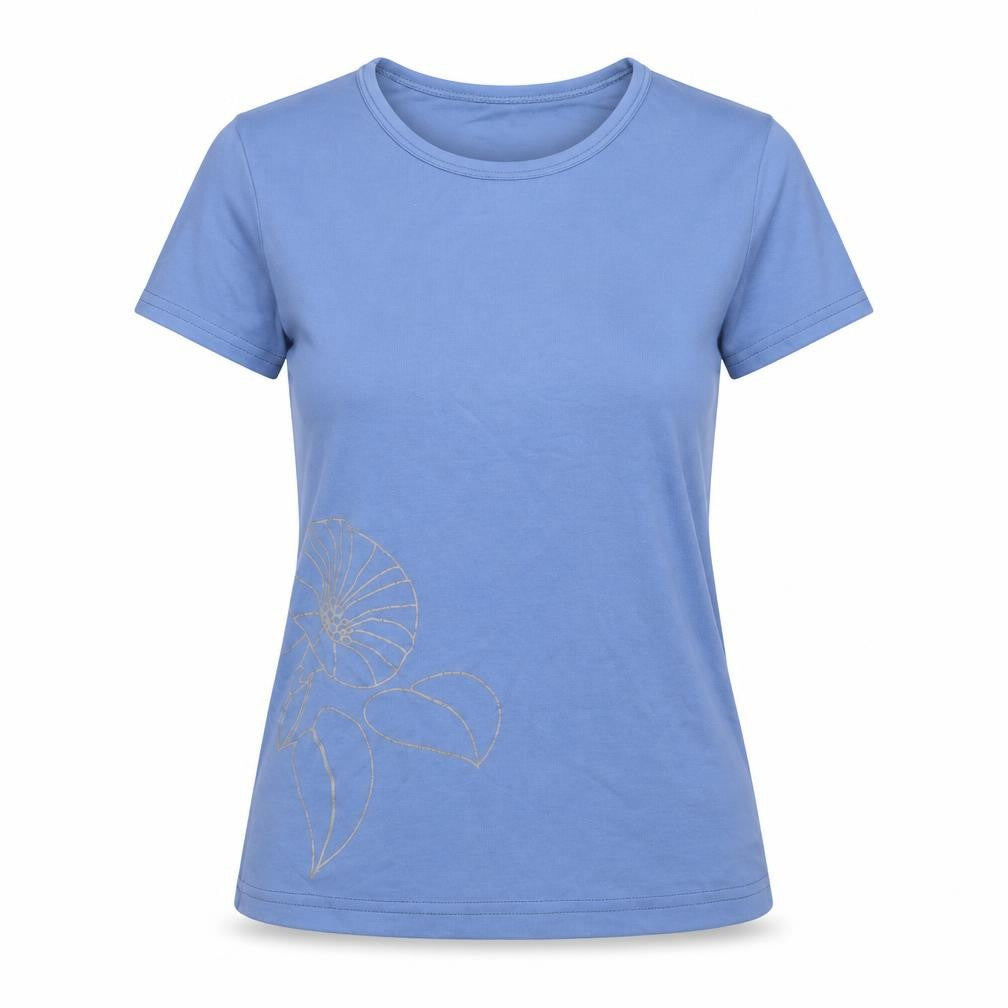 Preworn Womens Blue Floral  Basic T-Shirt Size M