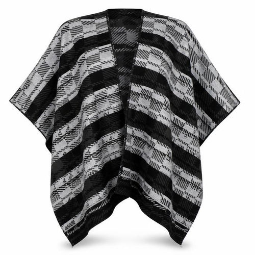 Preworn Womens Grey Check Knit  Shawl/Wrap   - reversible