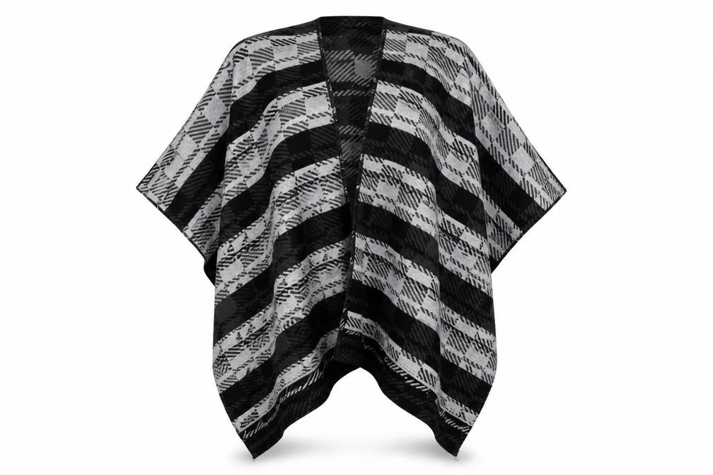 Preworn Womens Grey Check Knit  Shawl/Wrap   - reversible