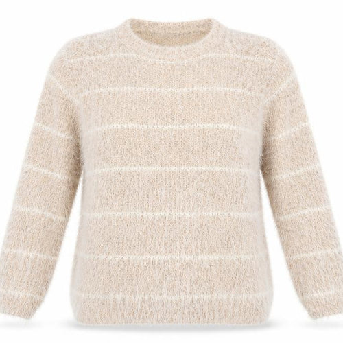 buisdaei Womens Beige Striped Knit Pullover Jumper Size XL