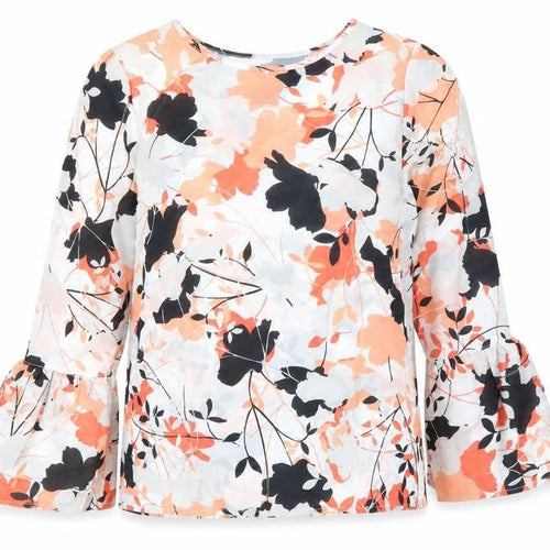 Avon Womens White Floral  Basic Blouse Size 10