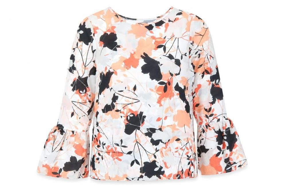 Avon Womens White Floral  Basic Blouse Size 10