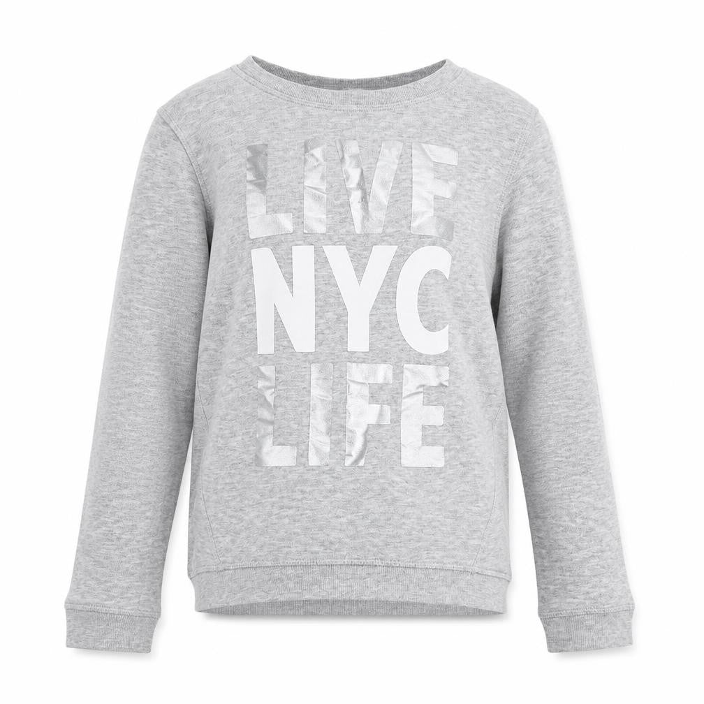 Front view of H&M girls’ grey jumper, size 12-13, years