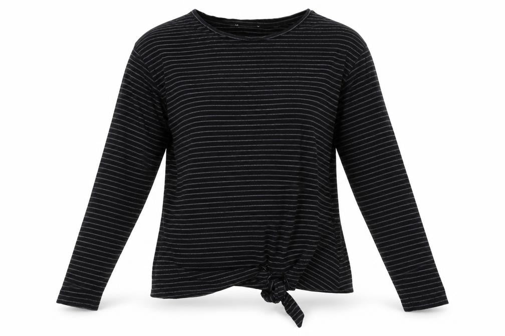 Warehouse Womens Black Striped  Basic T-Shirt Size 8