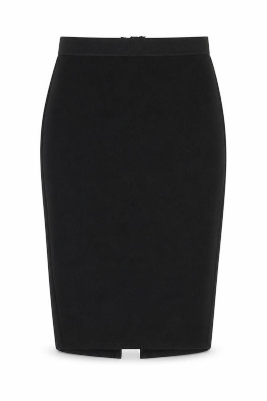 Front view of Select women’s black bandage skirt, size UK 6