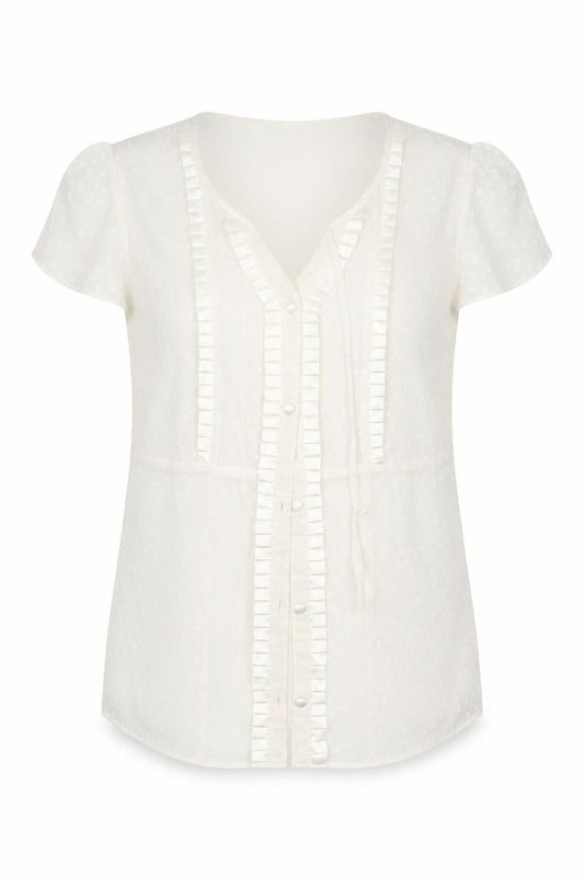 Front view of jonana women’s white basic button-up, size UK 12