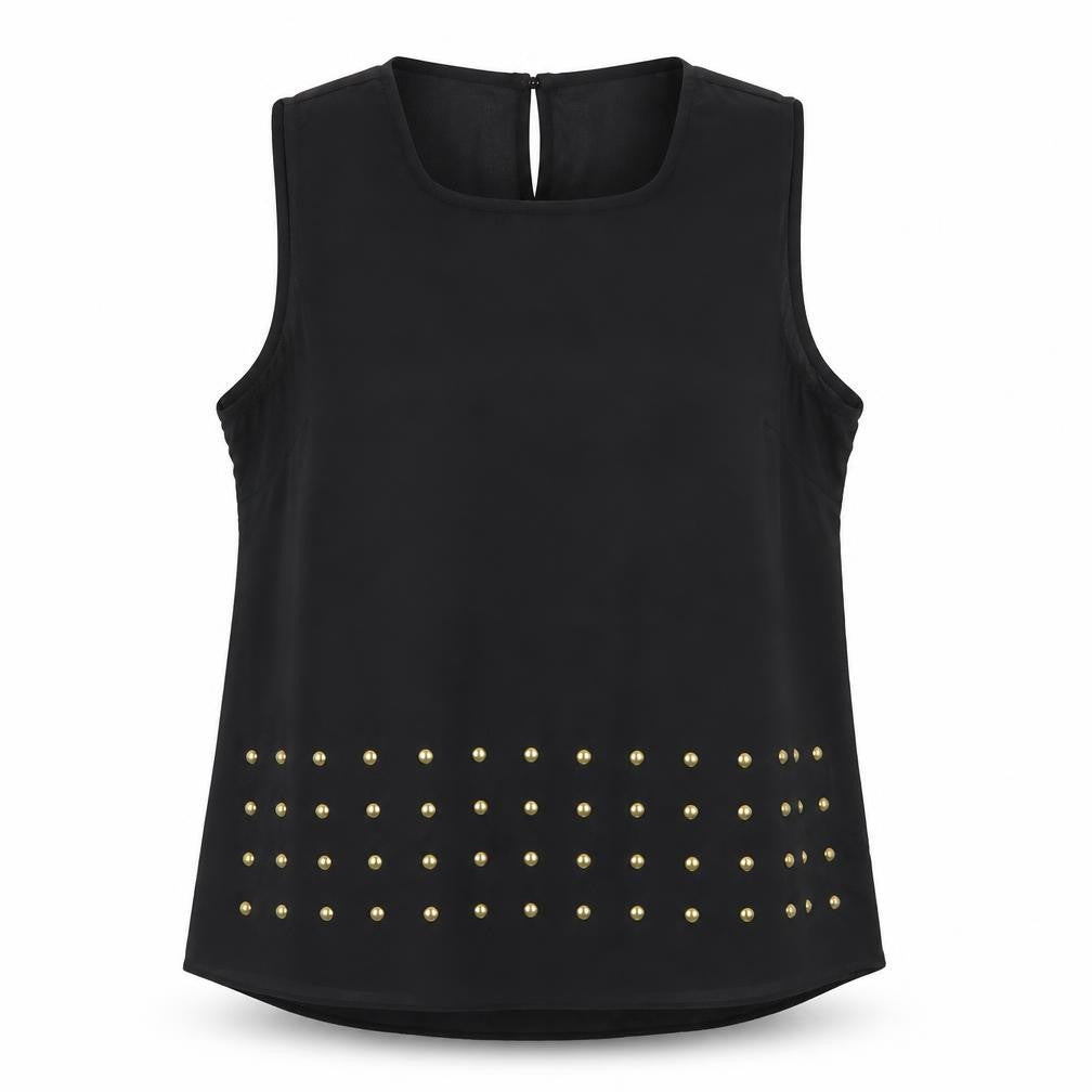Pink Boom Womens Black  Mesh Basic Blouse Size L