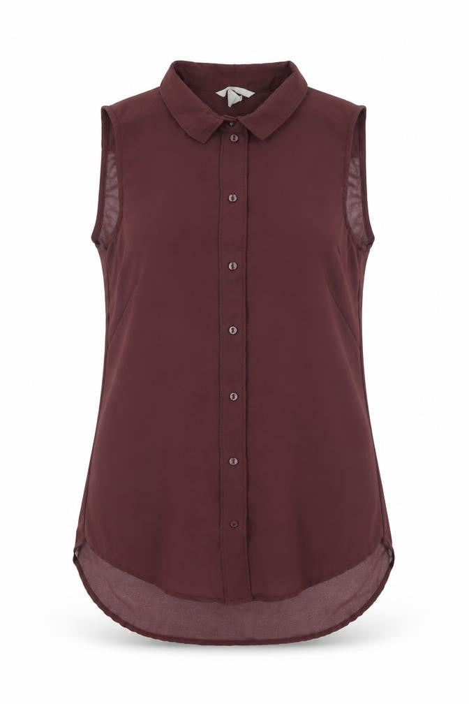 Front view of H&M women’s brown basic blouse, size UK 4