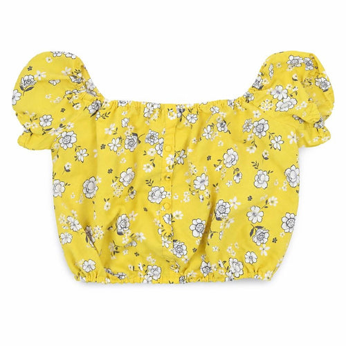 New Look Girls Yellow Floral  Basic Blouse Size 13 Years