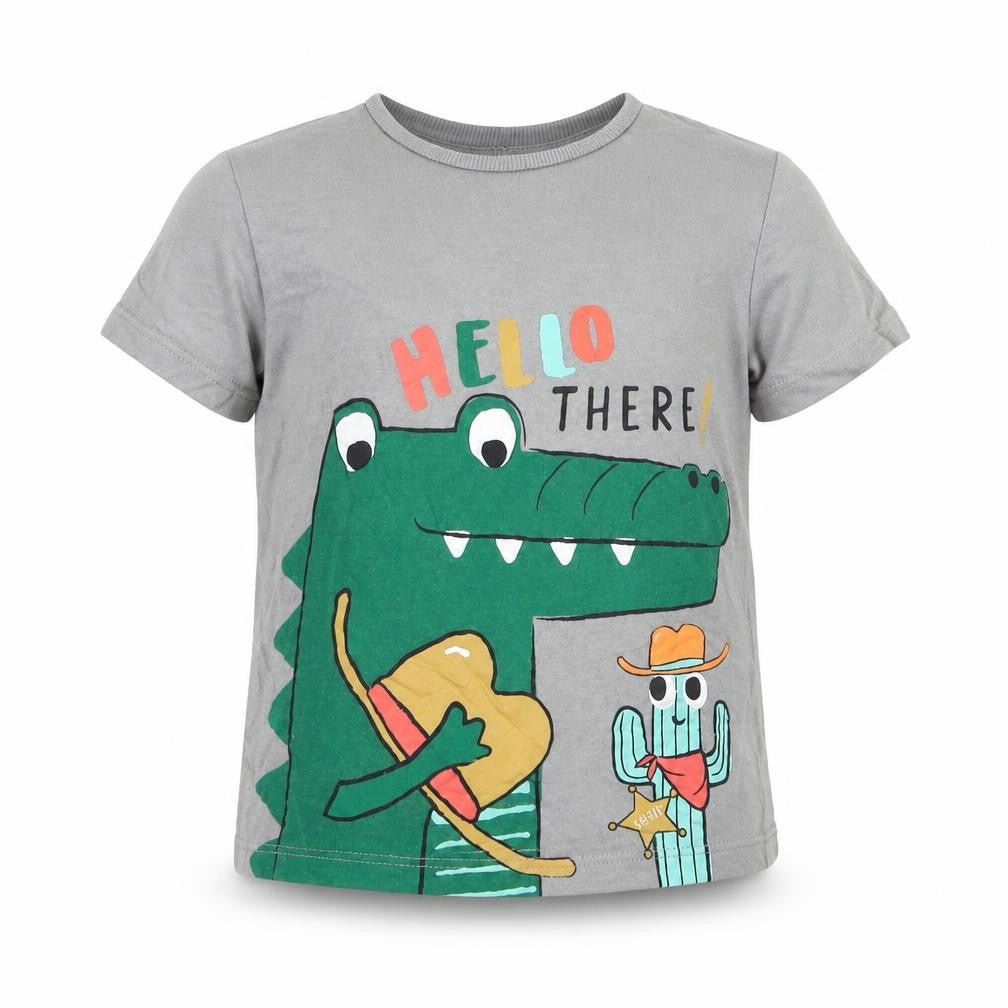 So Cute Boys Grey  Jersey Basic T-Shirt Size 12-18 Months  - Croc