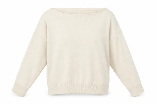 Front view of I SAW IT FIRST women’s beige knit jumper, size L