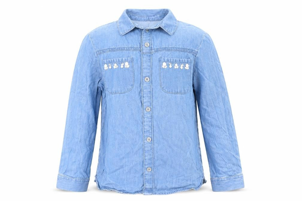 George Girls Blue  Denim Basic Button-Up Size 6-7 Years