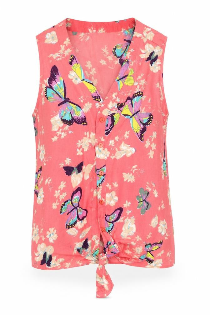 purple flame Womens Pink Floral  Basic Blouse Size S