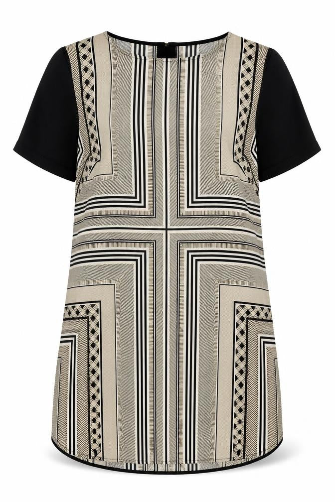 M&S Womens Gold Geometric  Basic Blouse Size 10