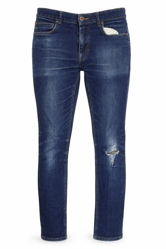 Front view of Next women’s blue skinny jeans, size S, 32-inch leg