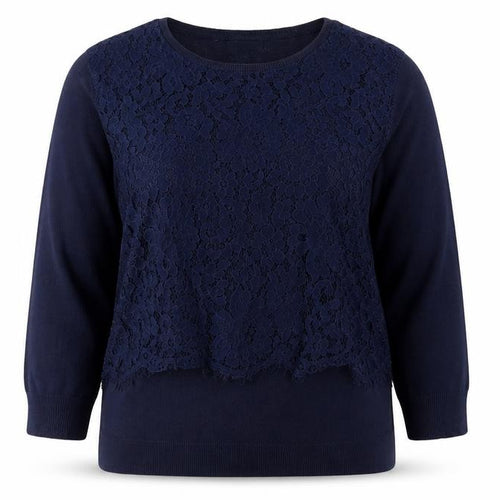 Linea Womens Blue  Lace Pullover Jumper Size M