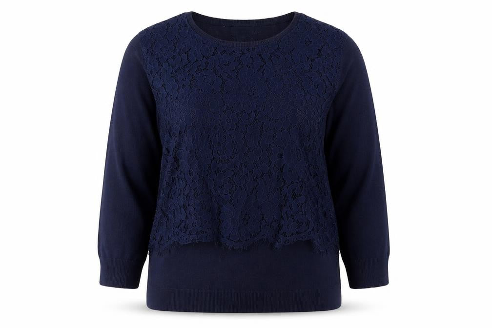 Linea Womens Blue  Lace Pullover Jumper Size M