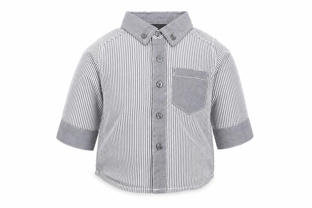 Front view of Next Baby Grey Basic Button-Up, size 3-6, Months