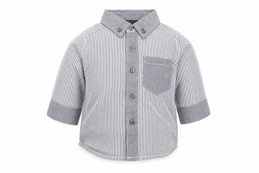 Front view of Next Baby Grey Basic Button-Up, size 3-6, Months