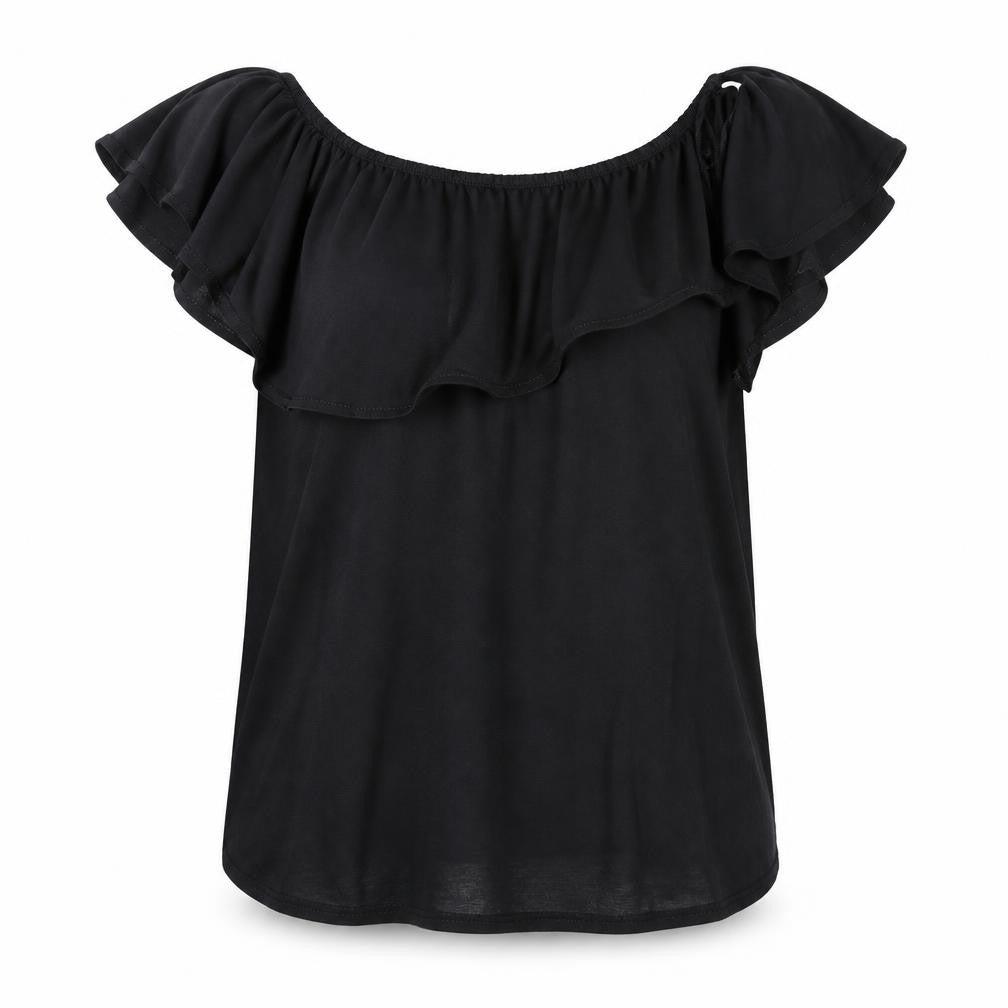 Front view of H&M women’s black basic blouse, size XL