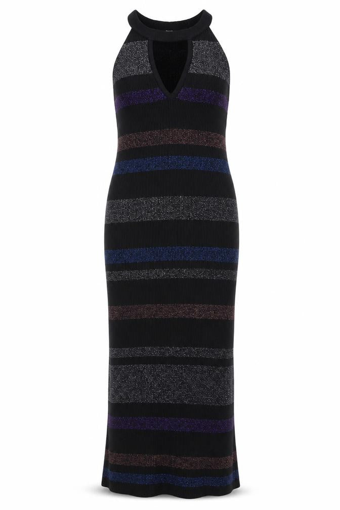 Preworn Womens Black Striped  Bodycon  Size M