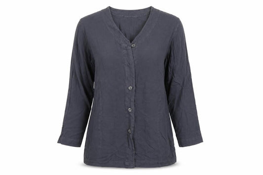 Front view of Offshoot women’s grey basic button-up, size S