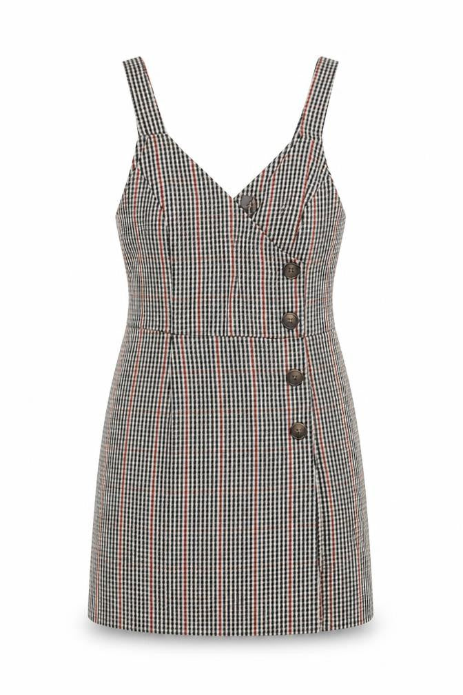 Front view of Primark women’s beige check shift, size UK 6
