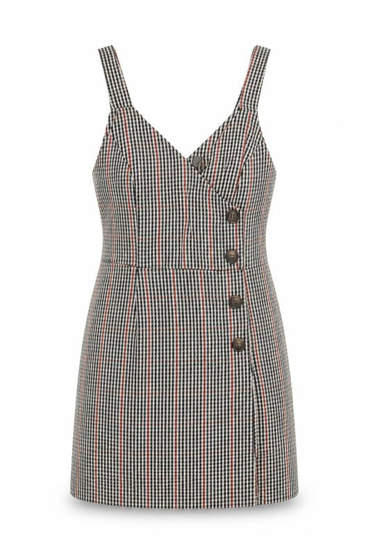 Front view of Primark women’s beige check shift, size UK 6