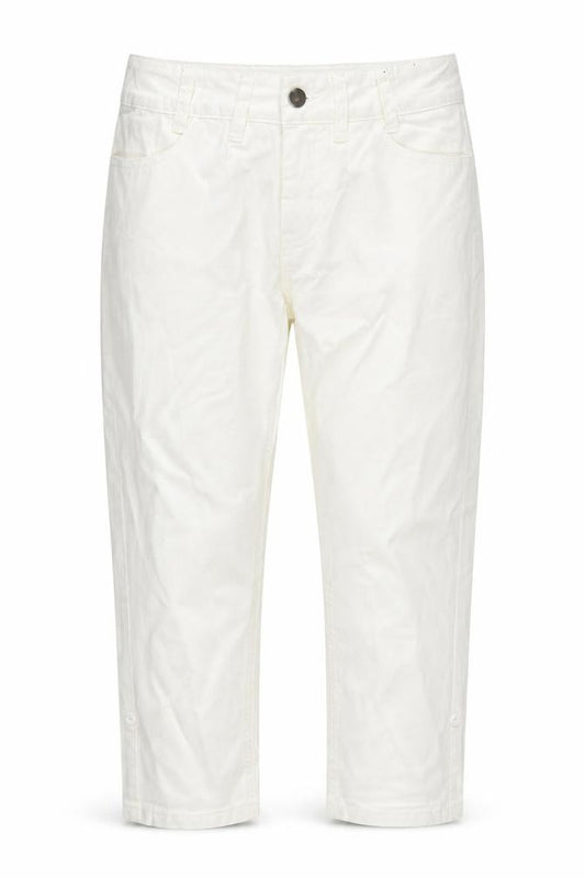 Front view of TISSAIA women’s white denim cropped jeans, size UK 28, in, 21-inch leg