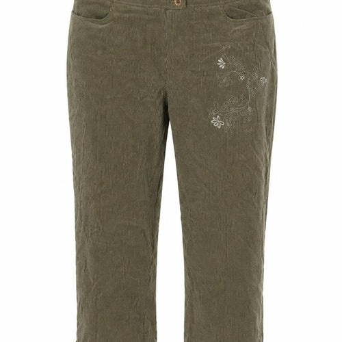 FSR Womens Green Floral Corduroy Cropped Trousers Size 34 in L23 in