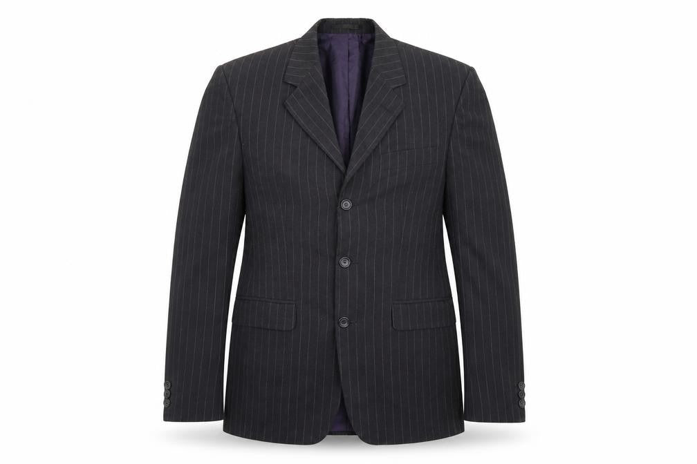 George Mens Grey Striped Rayon Jacket Suit Jacket Size 38