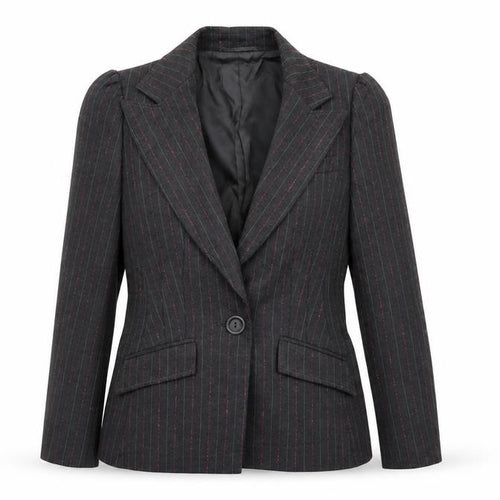 PLANET Womens Grey Striped Rayon Jacket Blazer Size 10